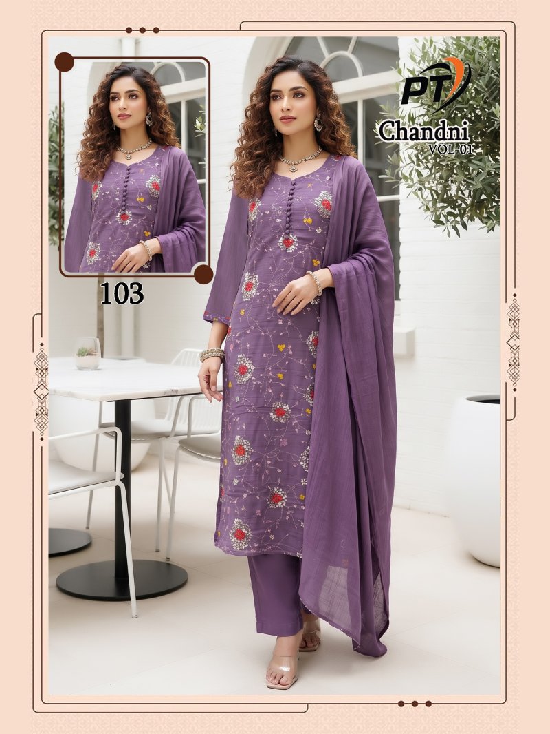 Chandani Vol 1 By Pt Vertical Plan Kurti With Bottom Dupatta